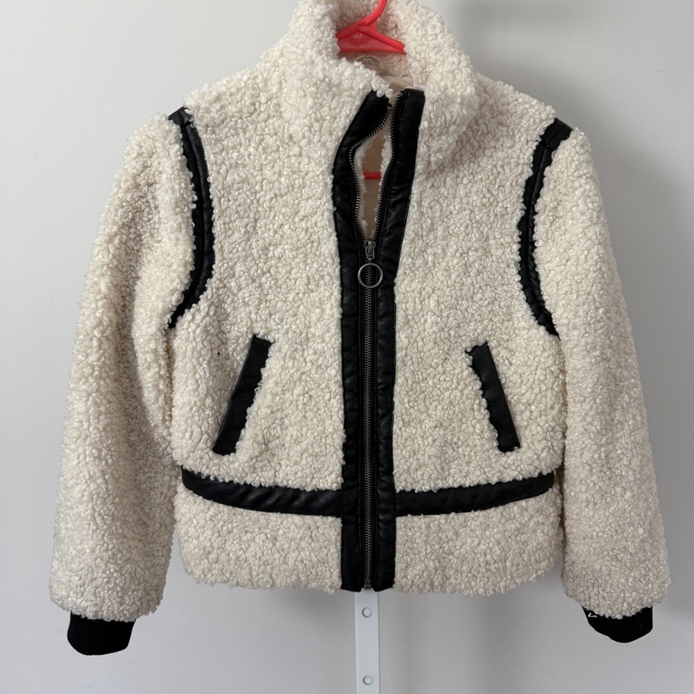 Design History Girl's Faux Sherpa Leather Trim Jacket Large - Picture 2 of 6